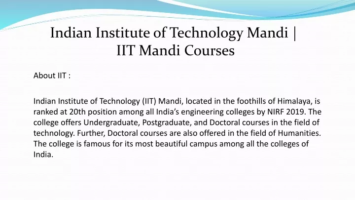 indian institute of technology mandi iit mandi