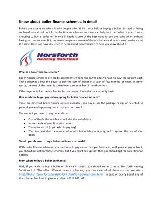 know about boiler finance schemes in detail