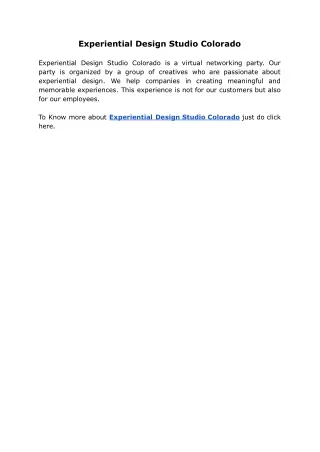 experiential design studio colorado
