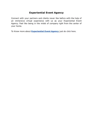 experiential event agency