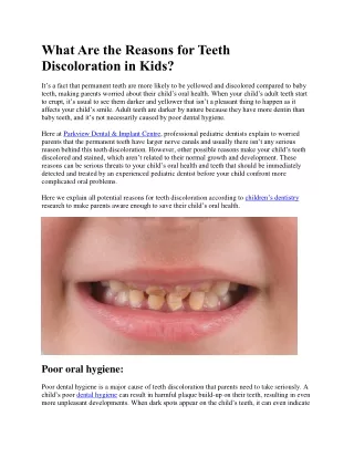 What Are the Reasons for Teeth Discoloration in Kids