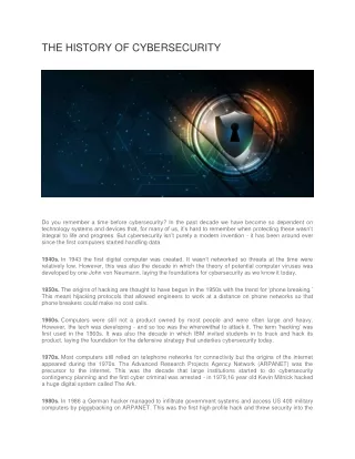 the history of cybersecurity