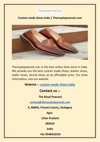 Custom made shoes india  Theroyalepeacock