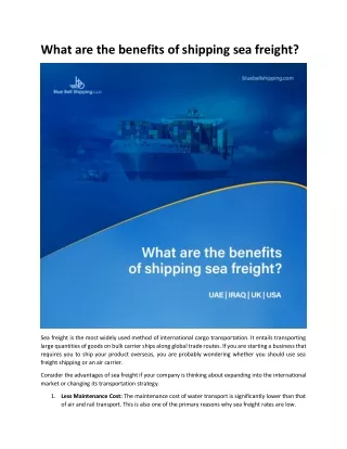 What are the benefits of shipping sea freight