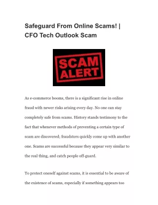 Safeguard From Online Scams