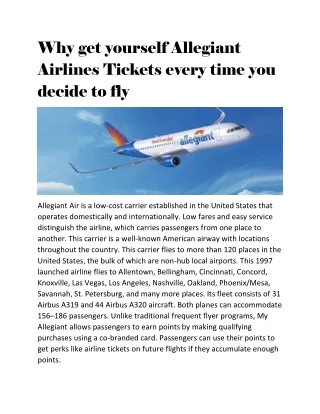 why get yourself allegiant airlines tickets every