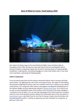 Best of What to Come Vivid sydney 2022
