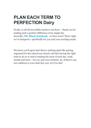 PLAN EACH TERM TO PERFECTION Dairy-converted