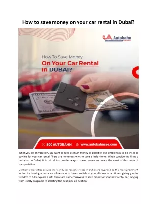 How to save money on your car rental in Dubai