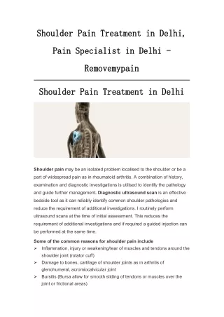 Shoulder Pain Treatment in Delhi by Dr. Amod Manocha