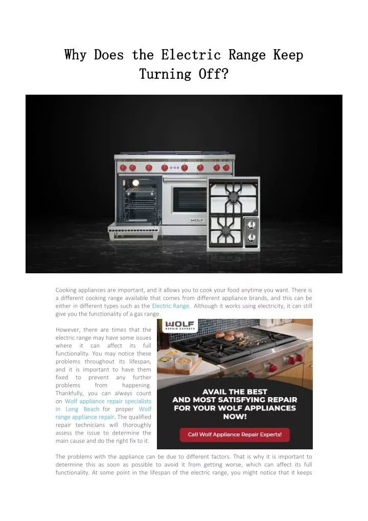 Why Does My Electric Range Keep Turning Off at Michael Cruz blog