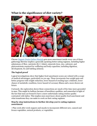 what is the significance of diet variety