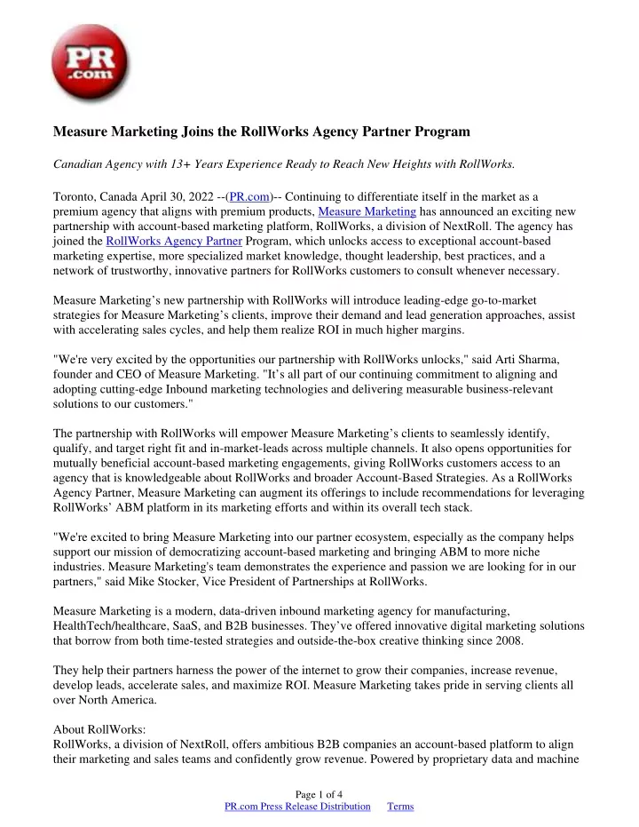 measure marketing joins the rollworks agency