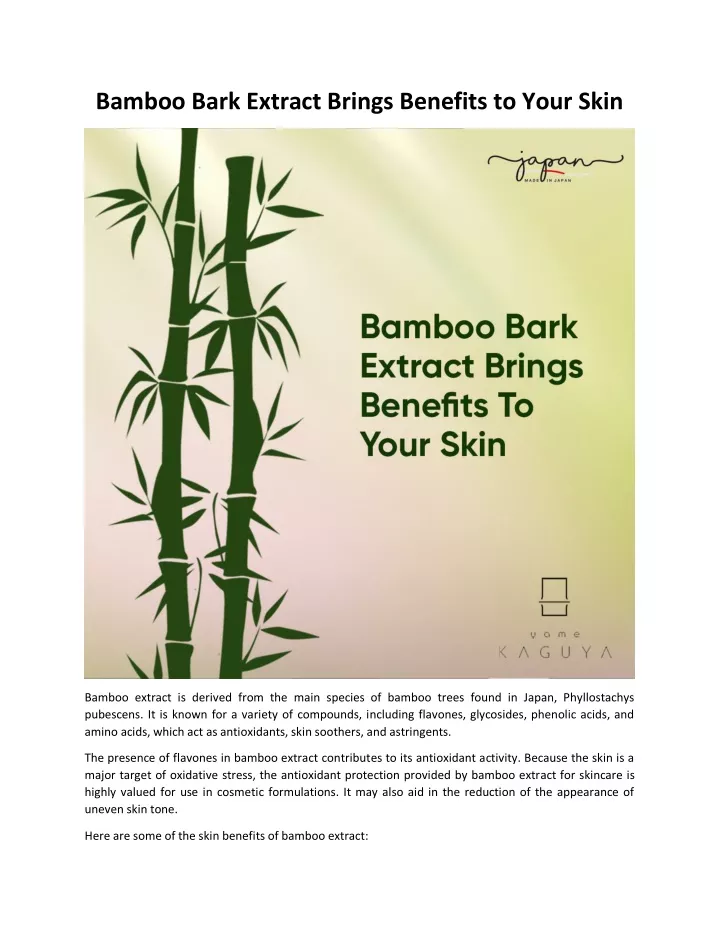 bamboo bark extract brings benefits to your skin