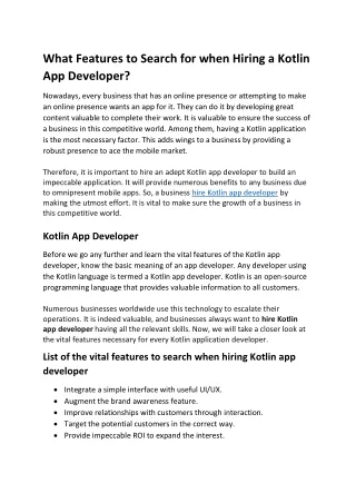 what features to search for when hiring a kotlin