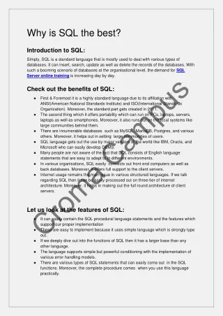 why is sql the best