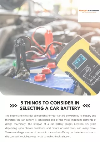 5 things to consider in selecting a car battery