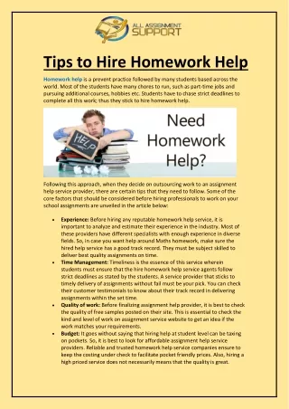 tips to hire homework help