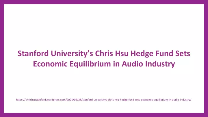 stanford university s chris hsu hedge fund sets