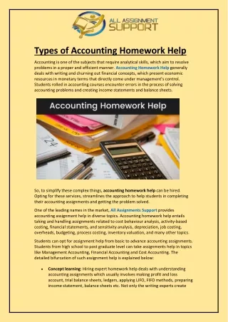 types of accounting homework help