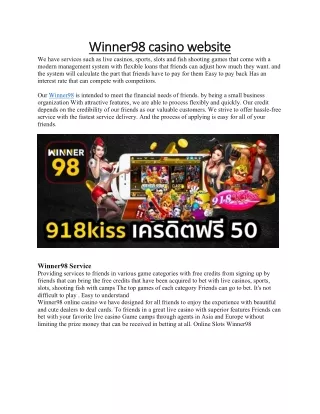 Winner98 casino website