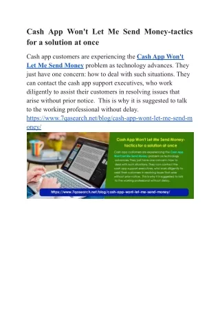 Cash App Won't Let Me Send Money-tactics for a solution at once