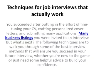 techniques for job interviews that actually work