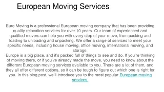 European Moving Services