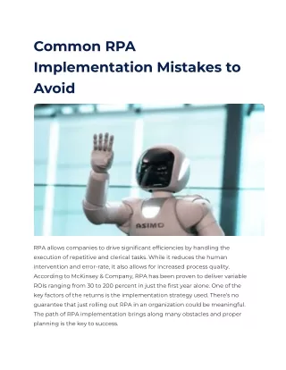 Common RPA Implementation Mistakes to Avoid