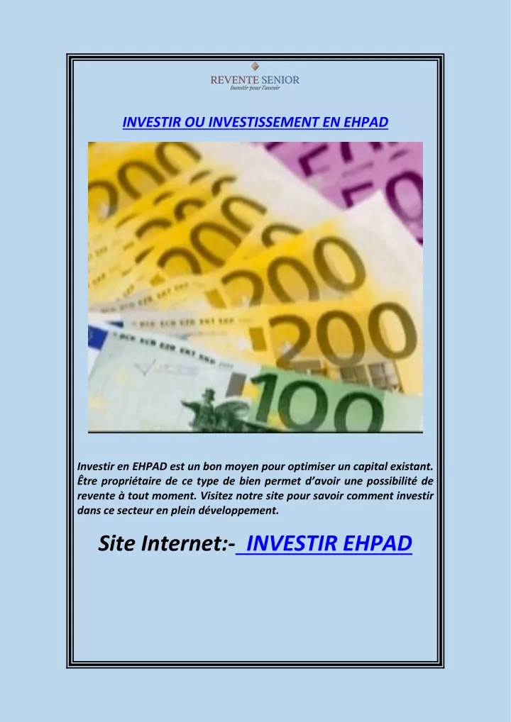 investir ou investissement en ehpad