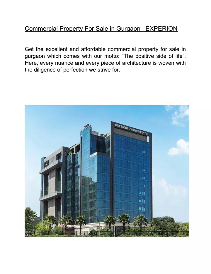 commercial property for sale in gurgaon experion