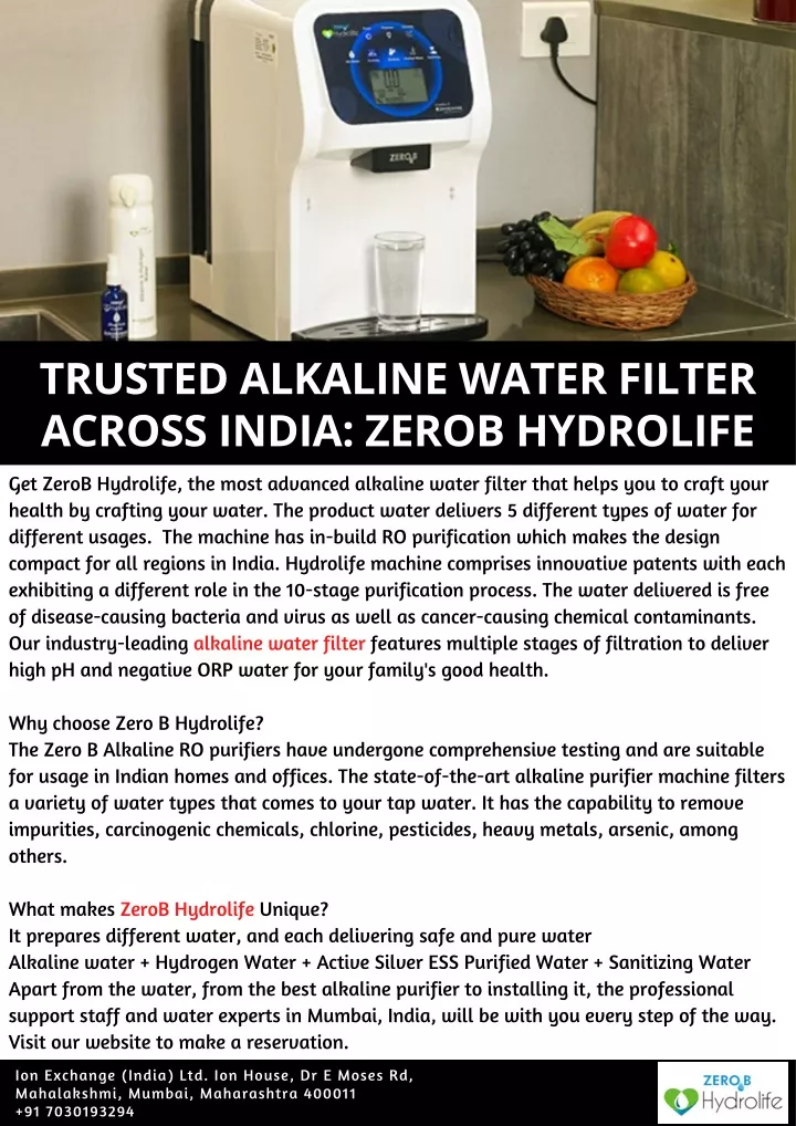 trusted alkaline water filter across india zerob