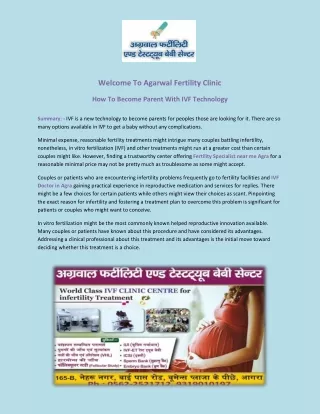 How To Become Parent With Ivf Technology