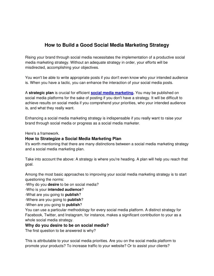 how to build a good social media marketing