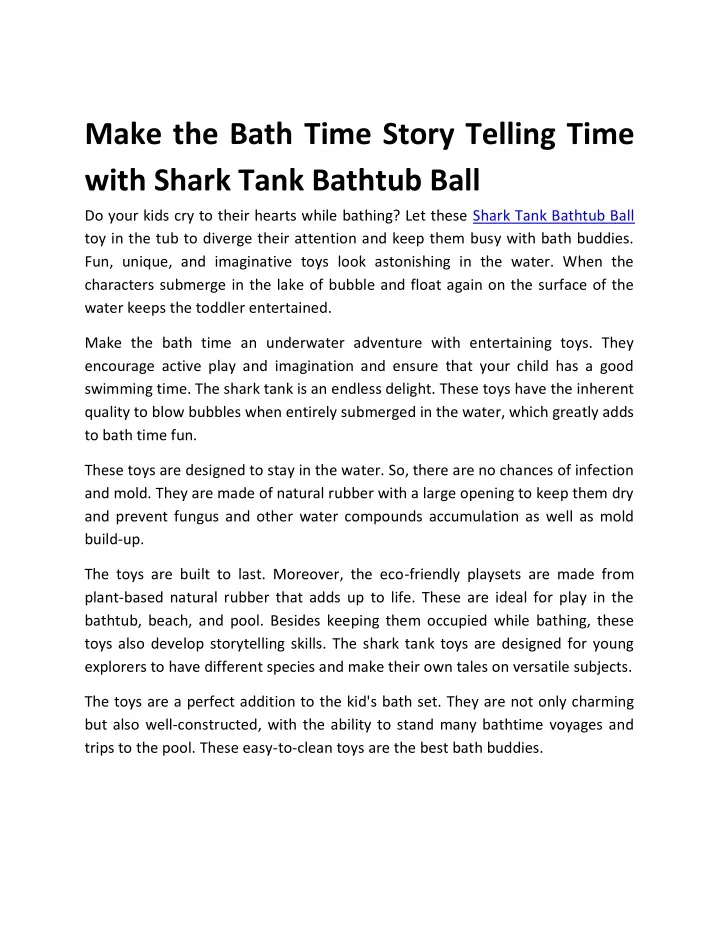 make the bath time story telling time with shark