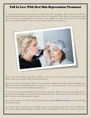 Fall In Love With Best Skin Rejuvenation Treatment