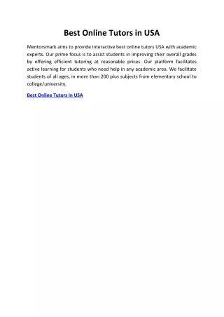 Best Online Tutors in USA