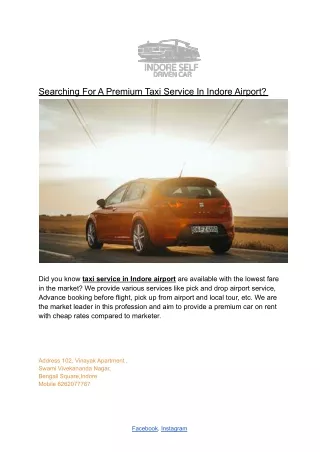 Searching For A Premium Taxi Service In Indore Airport