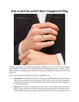 How to pick the perfect Men's Engagement Ring