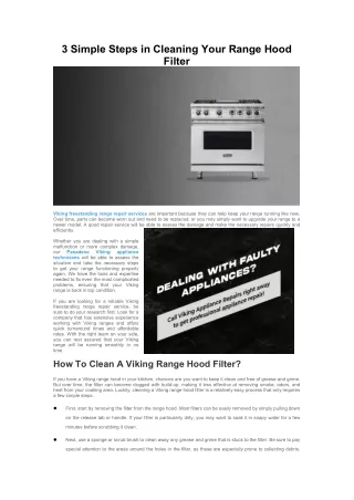 3 Simple Steps in Cleaning Your Range Hood Filter