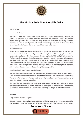 Live Music in Delhi Now Accessible Easily