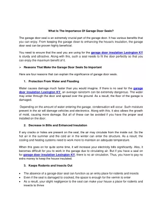 what is the importance of garage door seals