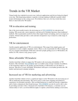 trends in the vr market virtual reality