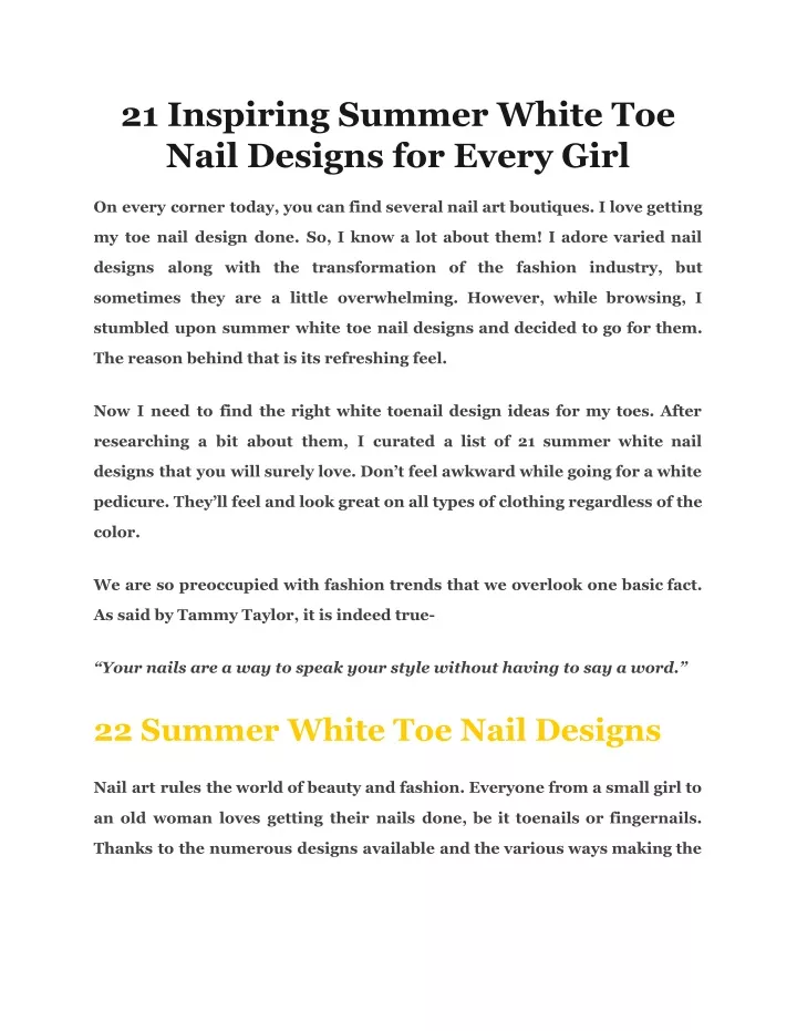21 inspiring summer white toe nail designs