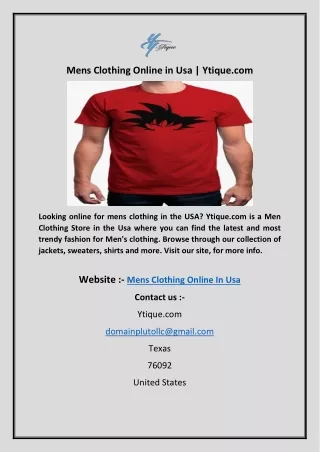 Mens Clothing Online in Usa  Ytique.com