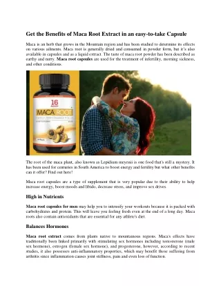 get the benefits of maca root extract in an easy