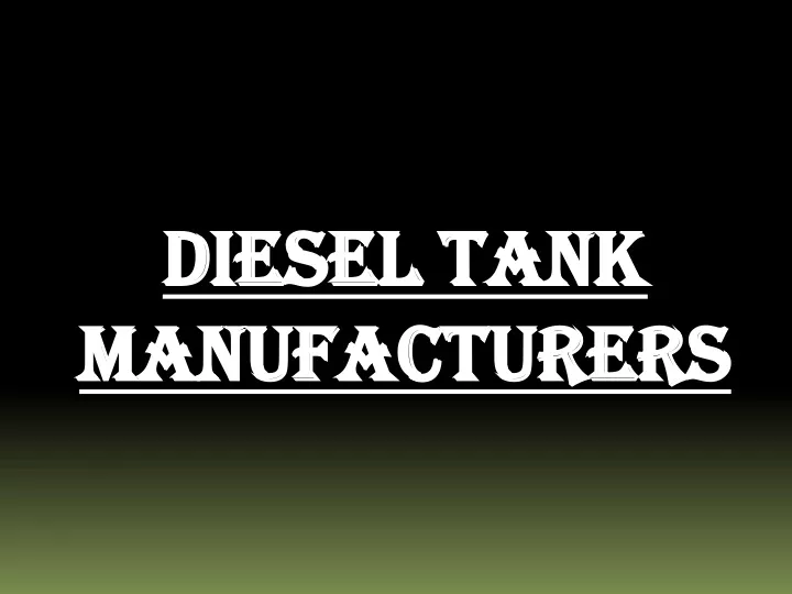 diesel tank manufacturers
