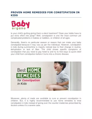 PROVEN HOME REMEDIES FOR CONSTIPATION IN KIDS