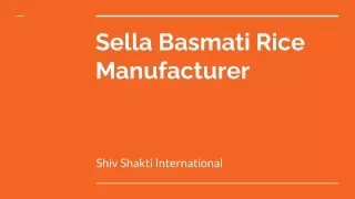 Sella Basmati Rice Manufacturer | Shiv Shakti International