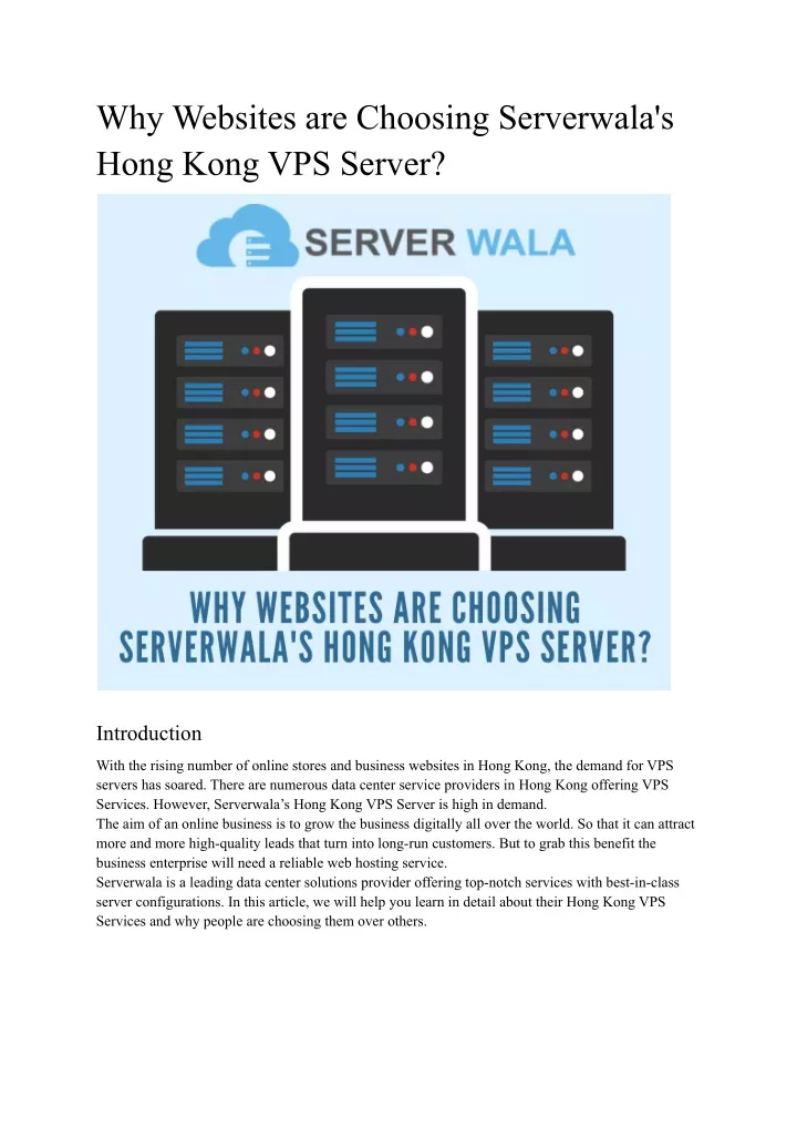 why websites are choosing serverwala s hong kong
